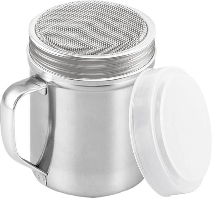 CUSINIUM Powdered Sugar Shaker Duster - With Handle - Cinnamon Shaker For Coffee Bar - Fine Mesh Dredge - 10 ounce | Style: Fine