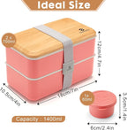 Sinnsally Bento Box for Kids and Adults, Stackable Japanese Bento Lunch Box Containers for Teens/Women with Compartments(47oz),Modern Lunch Containers with Utensil Set,Leak-Proof Lunchbox,Rectangle