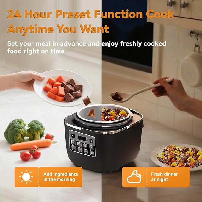 Fullwill Electric Pressure Cooker Lite, Slow Cooker, Rice, Sauté, Warmer, Olla de Presion Nonstick Pot 3 Quarts