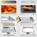 Commercial Quality Baking Sheet Pan Set, Natural Aluminum Cookie Sheet, Umite Chef Warp Resistant Baker's Half Sheet Pan, Large Thick Cookie Tray Pans for Baking, Roasting(2 Pack, 18X13In)