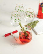 Lenox 888202 Holiday 4-Piece Stemless Wine Glasses, Christmas Drinkware Set, Hosting