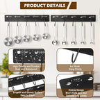 2 Pack Measuring Cups and Spoons Hanging Rack, Measuring Organizer Suitable for Kitchen, Black Cups and Spoons Rack, Including Screw and Adhesive Mounting