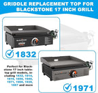 Flat Top Griddle for Blackstone 17 Inch Griddle Powder Coated Steel Coated Steel Gill Pan Replacement Parts with Rear Grease System for Blackstone 1819 1832 1814 1650 1945