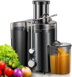Juicer Machine, 800W Centrifugal Juicer Extractor with Wide Mouth 3” Feed Chute for Fruit Vegetable, Easy to Clean, Stainless Steel, BPA-free (Metallic Black)