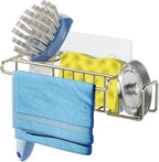 HapiRm Sink Caddy Sponge Holder - No Drill Sponge Holder for Kitchen Sink, Rustproof and Waterproof Kitchen Organizer - Brushed Nickel（8.65 * 3.54 * 2.36 in）