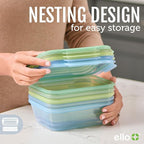 Ello Snap & Nest 10-Piece 4.5 Cup Plastic Meal Prep Set, Reusable Food Containers for Healthy Eating, Freezer, Dishwasher Safe, Sage