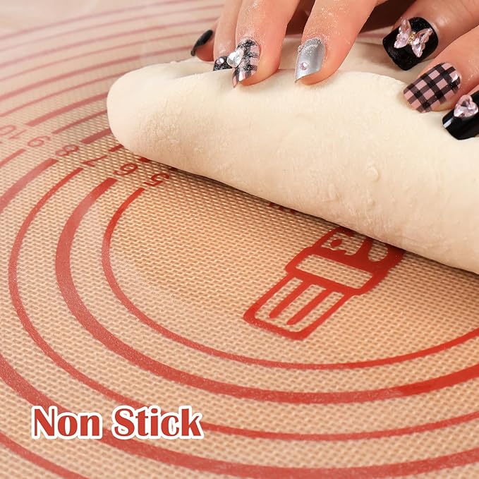 Non-slip Silicone Pastry Mat Extra Large with Measurements 36''By 24'' for Baking Mat, Counter/Dough Rolling/Oven Liner/Fondant/Pie Crust（Red）