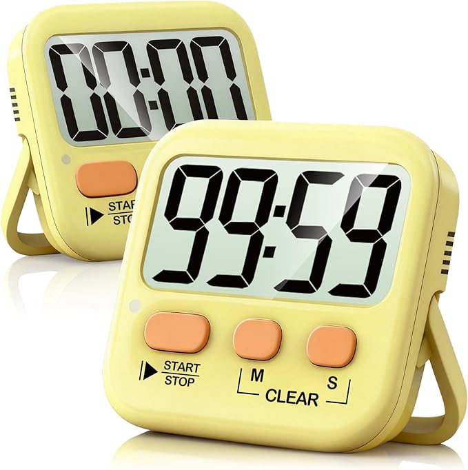 Antonki 2 Pack Digital Timer for Kids, Magnetic Countdown Kitchen Timers for Cooking, Egg, Classroom, Teacher, Exercise, Study, Oven - Battery Included