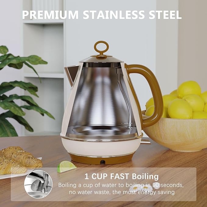 Evoloop 1.7L Electric Kettles, BPA Free Tea Kettle, Hot Water Boiler Heater, Stainless Steel Teapot, Auto Shut-Off & Boil-Dry Protection, 120V/1500W