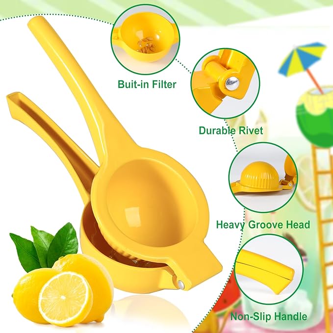 TEZZ Extra Large Citrus Squeezer, Premium Heavy Duty Mental Handhelp Juicer for Lemon, 3.5 Inch Hand Press Lemon Juice Squeeze, Lime Squeezer Bar Tool, Manual Citrus Press