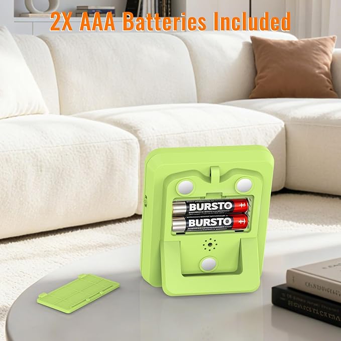 Digital Dual Kitchen Timer, 3 Channels Countdown Triple Timer for Cooking, Magnetic Memory-Preset Large-Display Adjustable Alarm Volume, Multi Times Management, 3A Battery Included, Green