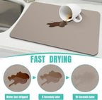 WISELIFE Coffee Mat Super Absorbent Dish Drying Mat Bar Accessories Match with Coffee Machine Large Drying Mats for Kitchen Counter 12" W x 19" L, Khaki
