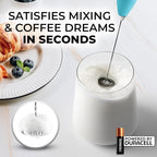 Zulay Kitchen Milk Frother Handheld Electric Whisk with AA Duracell Batteries – Durable Drink Mixer for Coffee, Lattes, Cappuccinos & More - Sunrise