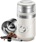 SHARDOR Electric Super Silent Blade Coffee Grinder, Timed Grind Control Rotary Knob, Adjustable Coarse to Fine for Coffee Beans, Spices & Herbs, with 1 Removable Stainless Steel Bowl, Cream