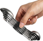 Magnetic Measuring Spoons Set of 6 Stainless Steel Dual Sided Stackable Teaspoon for Measuring Dry and Liquid Ingredients