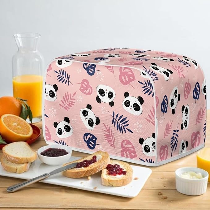 JEOCODY Pink Panda Print Toaster Cover - 2 Slice, Dust and Fingerprint Free, Machine Washable