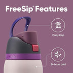 Owala FreeSip Insulated Stainless Steel Water Bottle with Straw for Sports, Travel, and School BPA-Free Sports Water Bottle, 32 oz, Dreamy Field