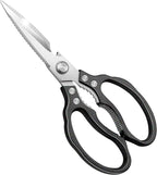 CGBE Kitchen Scissors All Purpose Heavy Duty, Ultra Sharp Stainless Steel Kitchen Shears Dishwasher Safe, Cooking Shears for Chicken, Poultry, Fish, Meat, Herbs & Grapes with Non-Slip Grips - Black