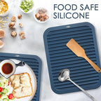 Silicone Mats for Kitchen Counter, 9x12'' Trivets for Hot Pots and Pans, Navy Blue Silicone Trivets for Hot Dishes, Protect Table Quartz Countertops, Indigo