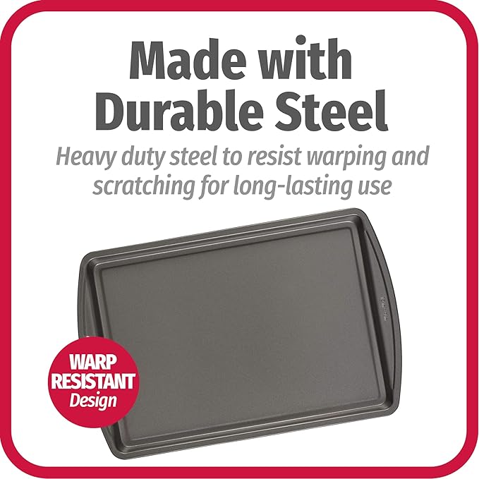 GoodCook Everyday Nonstick Carbon Steel 13” x 9” Baking Sheet Set, 3 Pack – Standard-Sized Carbon Steel Cooking Pans, Bakeware Set, Cookie Sheets for Baking, Oven Pan Set