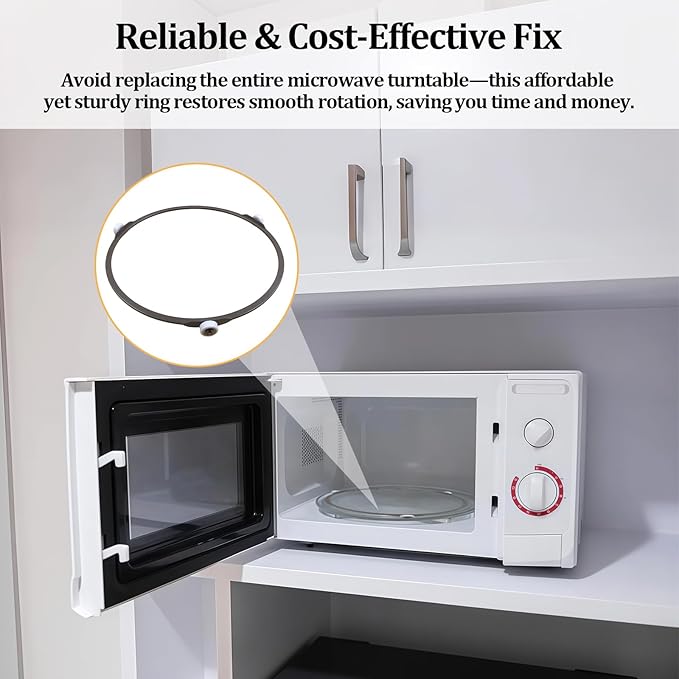 Microwave Turntable Ring Replacement 9.2-Inch Microwave Oven Spinner Replacement Parts with 3 Smooth Rollers Universal Fit for Most Microwaves