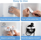 Lancord Cord Organizer for Appliances, Small&Large 8 Pack Upgraded Kitchen Appliance Cord Organizer Stick On Appliance Wire Wrapper for Appliances Mixers, Coffee Maker, Pressure Cooker