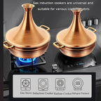 Stainless Steel Moroccan Tagine Pot, Large Moroccan Tajine Casserole with Cone-Shaped Lid, Non Stick Tagine Cooking Pot with 2 Handles(30cm/11.8in, Gold)