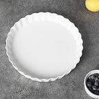 ONTUBE Pie Pans 11 Inches Ceramic Quiche Pans, Round Pie Tins for Baking,Oven Saf (White, 11" x 1 Pieces)