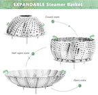 Buylorco Stainless Steel Folding Vegetable Steamer Insert for Veggie & Seafood Cooking (fits pots 5" to 9")