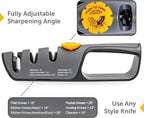 RazorSharp™ Knife Sharpener With Adjustable Angle Guide — Diamond-Coated Ceramic Sharpening Stones for All Knives Including Precision Kitchen, Professional, Chef's Knives — Non-Slip Rubber Edge Grip