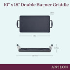 Anolon Advanced Home Hard Anodized Nonstick Double Burner Griddle, 10 Inch x 18 Inch, Onyx