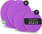 Joyhalo Trivets for Hot Dishes - Hot Pads for Kitchen, Silicone Pot Holders for Hot Pots and Pans, Silicone Mats for Kitchen Countertops, Table, Flexible Easy to Wash and Dry, Purple