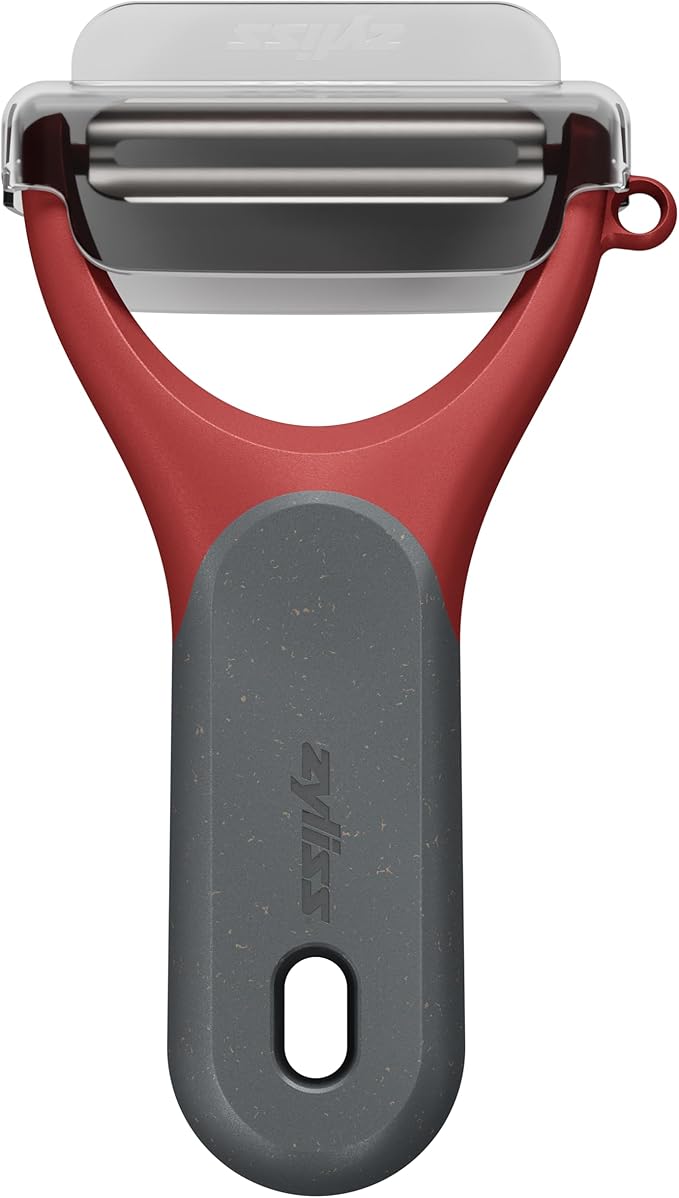 Zyliss Soft Skin Y Peeler – Ultra-Sharp Stainless Steel Blade for Tomatoes, Peaches & Soft Fruits – Ergonomic Wheatstraw Handle – Built-in Eye Cutter & Safety Cover – Dishwasher Safe