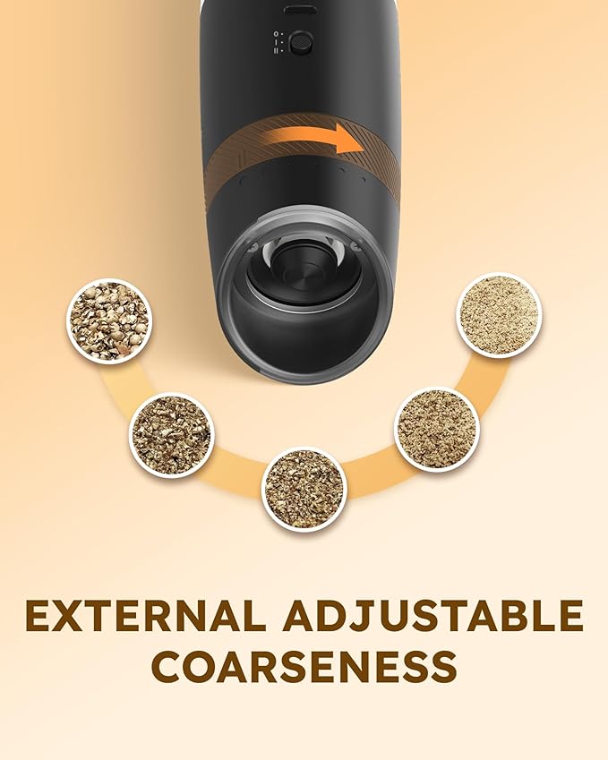 Sangcon 2-Speed Gravity Electric Salt and Pepper Grinder Set RECHARGEABLE, Automatic Salt Pepper Shakers with Charging Base - LED Light One Hand Operated, External Adjustable Coarseness Pepper Mill