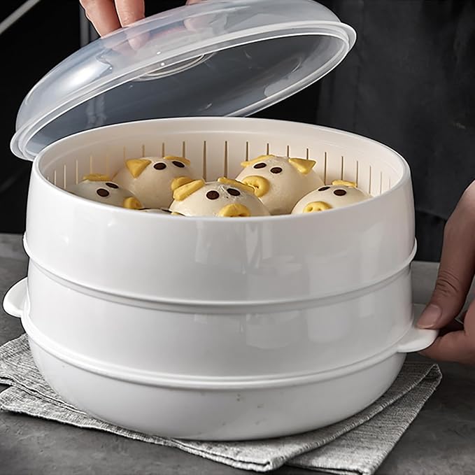 Microwave Vegetable Steamer, Microwave Steamer for Vegetables, Microwave Heating Bowl, Micro Cookware for Cooking (3 - Layer)
