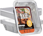 Disposable Aluminum Foil Pans with Lids 9x13-10 Pack Aluminum Foil Pans, Heavy Duty Aluminum Baking Pans for Cooking, Baking, Meal Prep, Parties & Food Storage