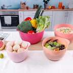 BoxedHome Classic Mixing Bowl Set, BPA Free Plastic, Microwave and Dishwasher Safe (Set of 4, Pink), 4.5 quarts