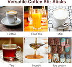 Wooden Coffee Stirrers Individually Wrapped 5.5" Coffee Stir Sticks 500 Pcs, Natural Birch Round End Thick Birch Wood Eco-Friendly Suitable for Coffee, Cocktail and Hot Drinks