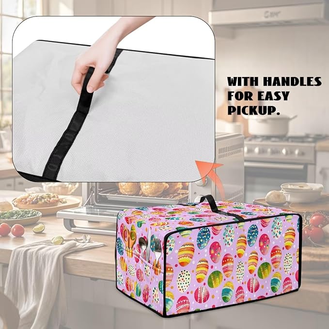 Easter Egg Polka Dot Print Toaster Oven Dust Cover for Easter Decor, Microwave Oven Cover, Stain-proof Case Fits Most Kitchen Small Appliances, (Large-18.5*22.5*12.99 inches)