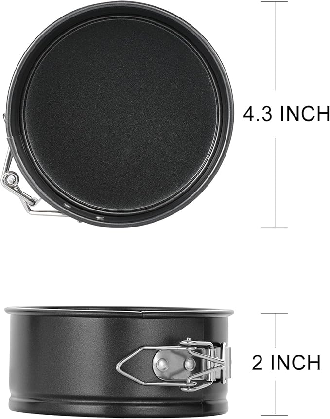 Hiware 4-Inch Mini Springform Pan Set - 4 Piece Small Nonstick Cheesecake Pan for Mini Cheesecakes, Pizzas and Quiches