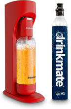 Drinkmate OmniFizz Sparkling Water Maker & Soda Streaming Machine | Carbonates Any Drink | STARTER KIT | Includes One 60L CO2 Cartridge + One BPA-Free Bottle (Royal Red)