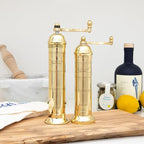 Alexander Home The Original Greek Pepper Mill 8 Inch Tall | European Pepper Mill Grinder with Crank Handle | Manual Pepper Grinder | Peppercorns Refillable - Brass