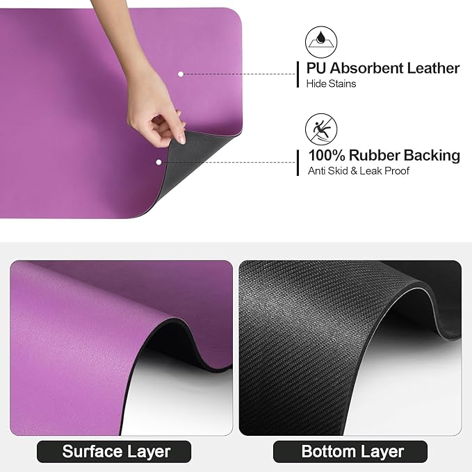 Ecotrim - Dish Drying Mat for Kitchen Counter | Coffee Bar Mat for Countertops | Heat Resistant Drainer Mat with Non-slip Rubber Backed | Hide Stain Kitchen Absorbent Draining Mat | Purple 18"x28"