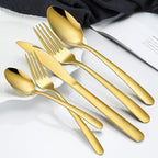 Hunnycook 60-Piece Gold Silverware Set - Stainless Steel Silverware Set for 12, Includes Forks Spoons and Knives, Utensil Sets for Home Kitchen Restaurant, Dishwasher Safe