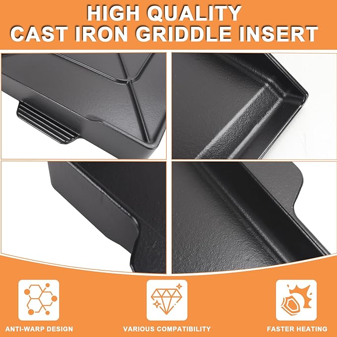 Universal Cast Iron Flat Top Griddle for Gas/Stove/Electric/Charcoal Grill,23" X 16 BBQ Griddle Insert for Weber Camp Chef Nexgrill StoveTop Griddle,Tailgating Nonstick Coating Cooking Skillet Pan,1PC