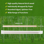 MFJUNS 200pcs Individually Wrapped Coffee Stirrers Wood - 5.5" Coffee Stir Sticks, Round End Disposable coffee stirrer, For Coffee, Cocktail and Hot Drinks