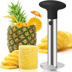 AUBENR Premium Pineapple Corer and Slicer Tool - Sharp Pineapple Cutter with Serrated Tips - Easy to Use and Clean - Stainless Steel Core Remover for Pineapple - Core Fruits with Ease(Black)