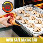 Terlulu Baking Sheet, Cookie Sheet, Stainless Steel Baking Pan, 2 Piece-17.3''x 12.3'' x 1'', Half Sheet Pan for Oven, Baking Tray for Baking&Roasting, Nonstick&Nontoxic&Easy Clean