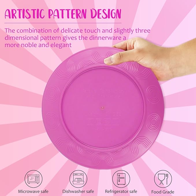 Wheat Straw Dinnerware Sets 40 PCS Bowl and Plate Sets With Cup Dishes Set for 8 Unbreakable Dish Sets Microwave Safe Plates Dinner Bowls Drinking Glasses With 4 Color - Flower Color