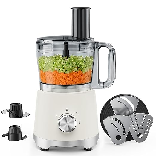 NEWBULIG Food Processor 10.5 Cup, Vegetable Choppers with Slicing Shredding Chopping Kneading, Dishwasher Safe, Food Grinder, Stainless Steel Blades, for Smoothie Fruit Dough, 2.6QT